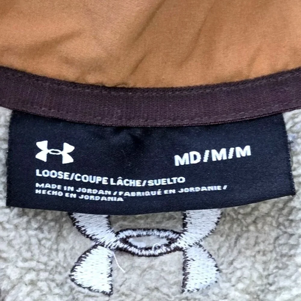 Under Armour Mens Specialist Henley 1/4 Zip Pullover  M Tan Taupe Zip Pocket - Picture 5 of 7